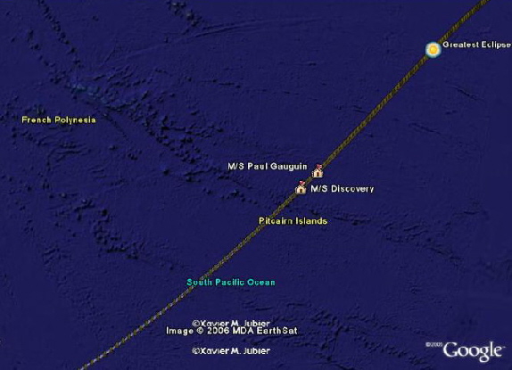 TSE 2005-path at totality near Pitcairn Island